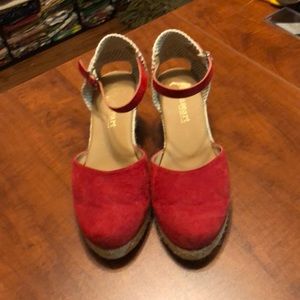 Red suede espadrilles made in Spain